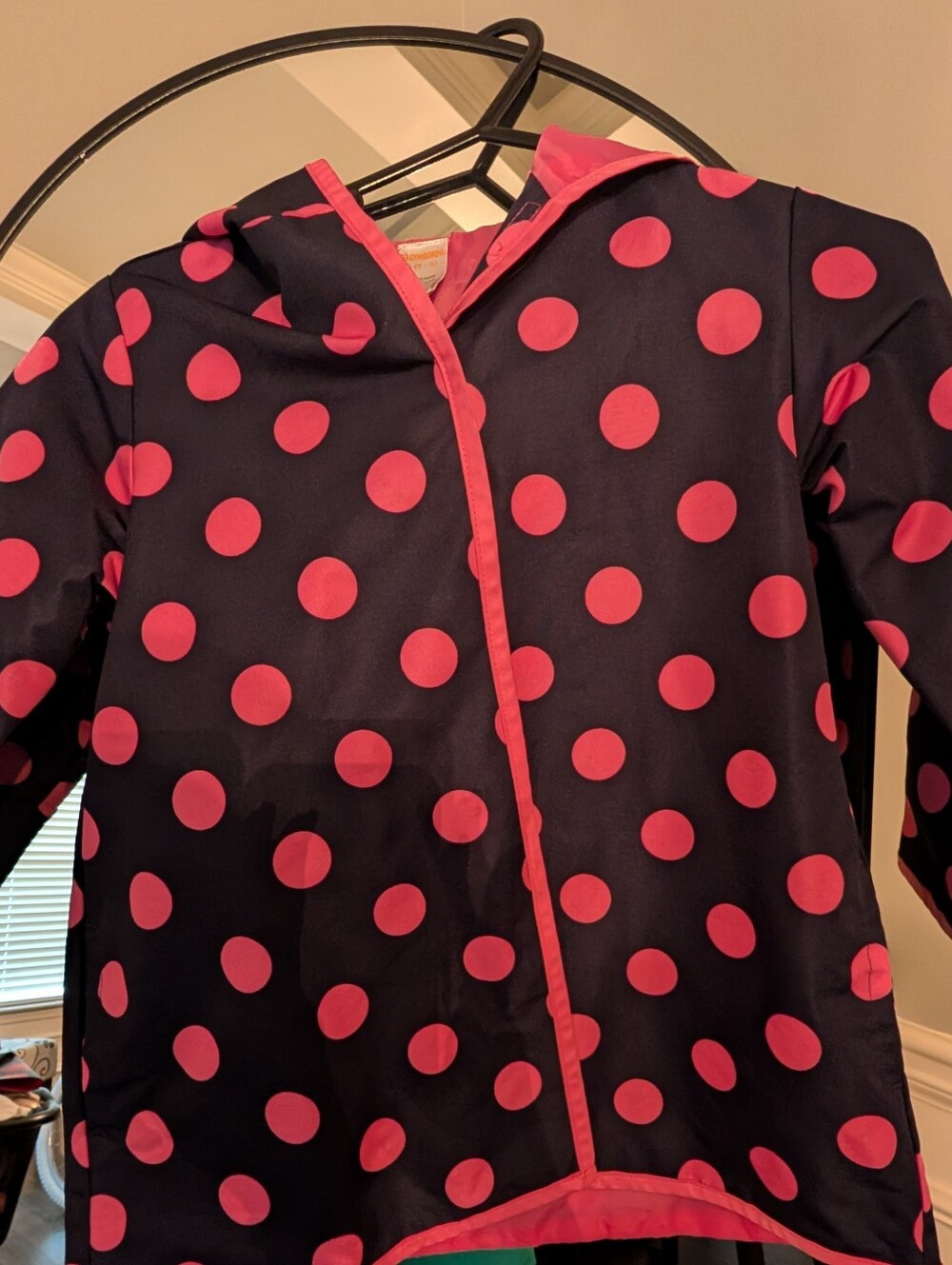3/$16 Gymboree Navy Rain Jacket with Pink Polka Dots